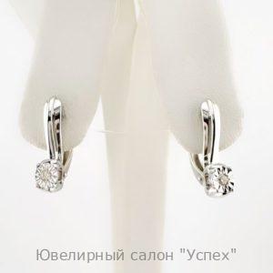 Серьги белое золото  с бриллиантами