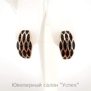 Серьги с черными фианитами