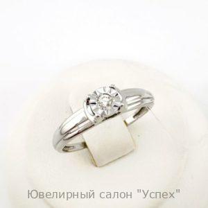 Кольцо с бриллиантом белое золото