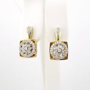 Серьги лимонное золото с бриллиантами