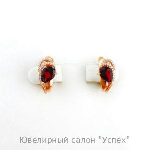 Серьги серебряные позолоченные с гранатами