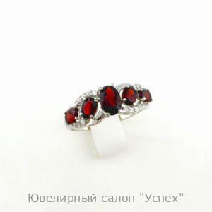 Кольцо серебряное с гранатами