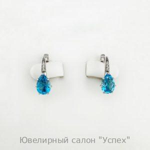 Серьги серебряные с топазами и фианитами