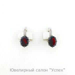Серьги серебряные с гранатом