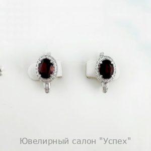 Серьги серебряные с гранатом