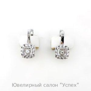 Серьги белое золото с бриллиантами