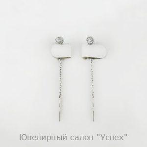 Серьги протяжки серебряные с бриллиантами